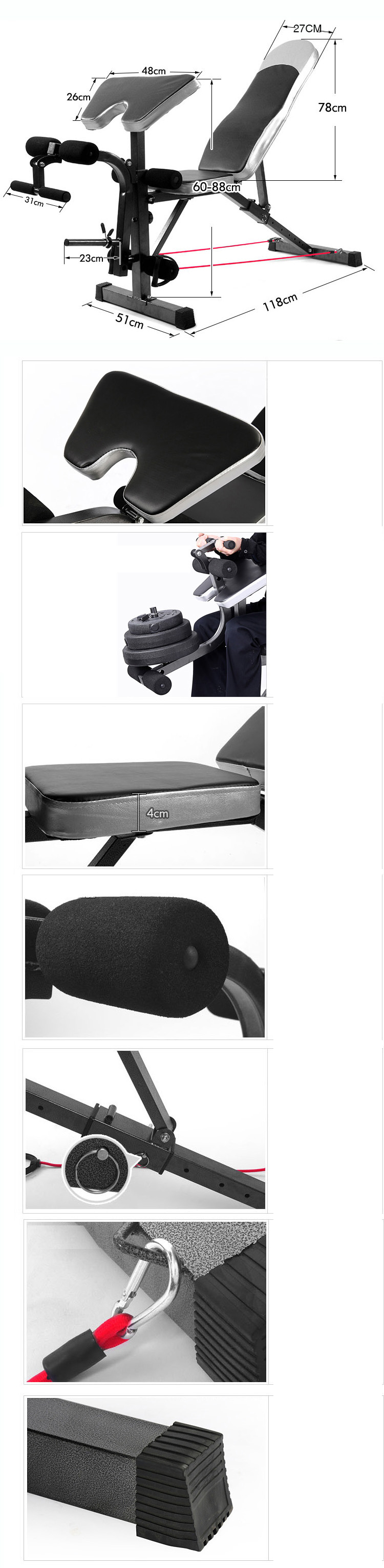 ม้านอนยกน้ำหนัก ปรับเอียง แท่นรองแขน เล่นขาได้ LWH