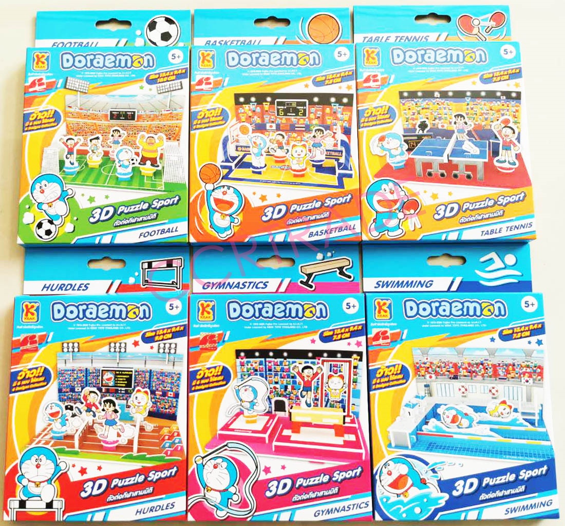 ตัวต่อกีฬาโดราเอม่อน 3 มิติ 6 แบบกล่อง 13x20 ซม.(ลิขสิทธิ์แท้)(1x6)