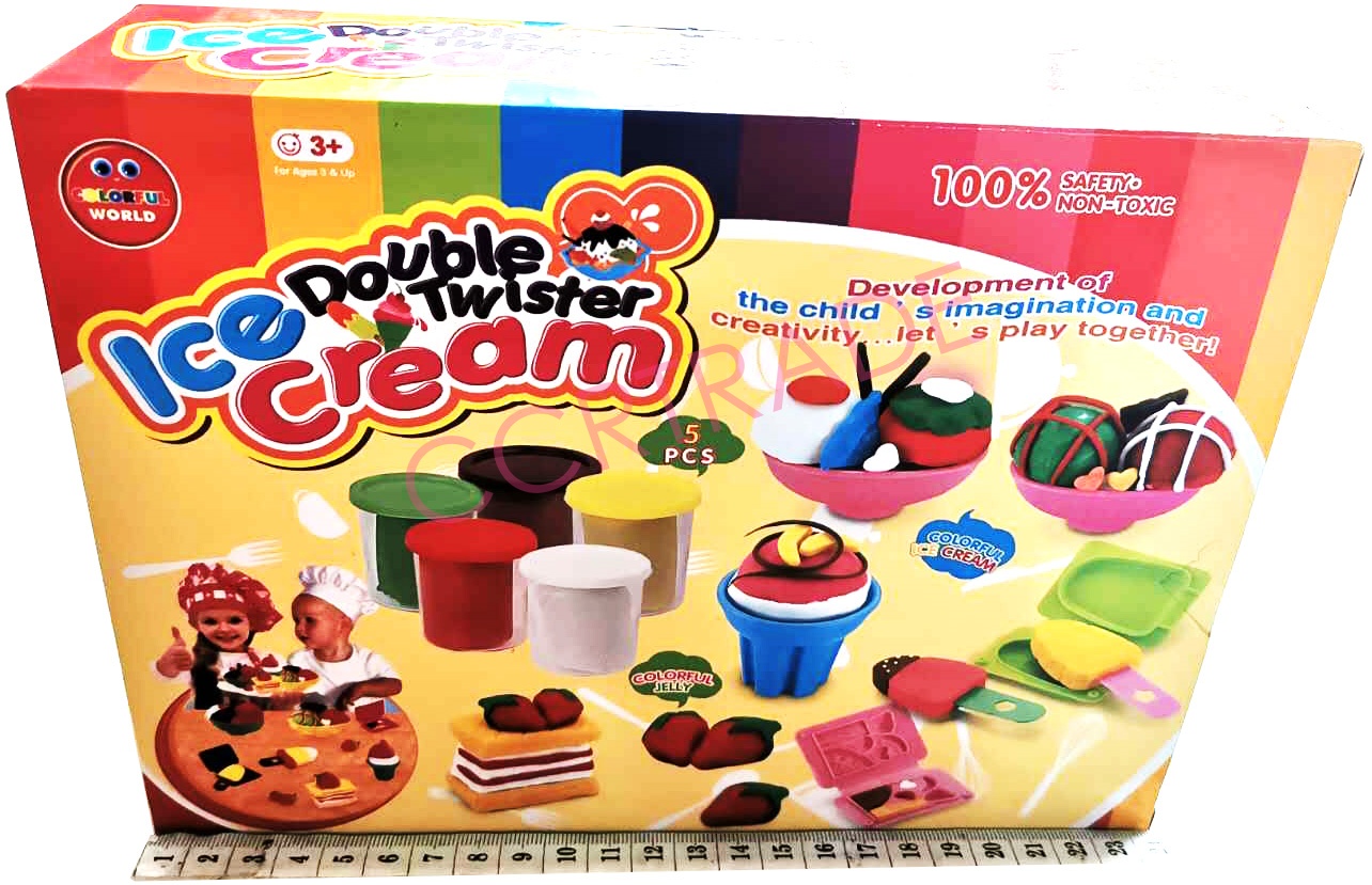 ชุดแป้งโดไอศครีม+แป้งโด 5 สีกล่องจัมโบ้ 18x24 ซม.(1x6)