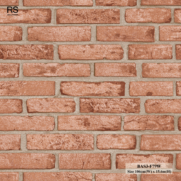 วอลเปเปอร์ลายอิฐ สีส้มอมน้ำตาล BAS3-F79W
