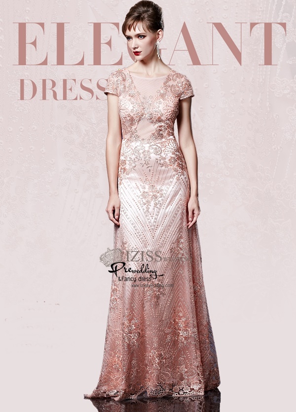 T020**พรีออเดอร์เดรสสีชมพู**ชุดราตรียาวสีชมพูทั้งชุด แขนสั้น เล่นดีเทลตกแต่งเลื่อมทั้งชุด ชุดเข้ารูป สวยหรู งานเกรดพรีเมี่ยม ไฮโซมากๆ ค่ะ