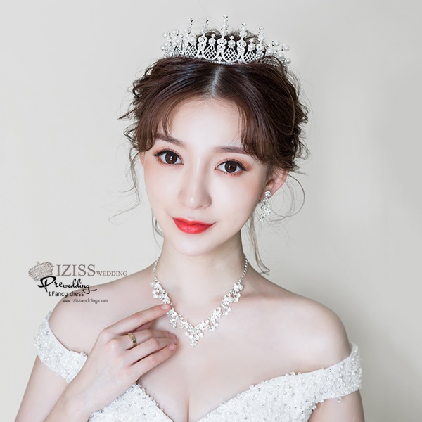 AC001 **พรีออเดอร์**เทียร่า มงกุฎเพชร ต่างหู สร้อยคอเจ้าสาว ชุดเครื่องประดับเจ้าสาวสวยหรูดุจเจ้าหญิง