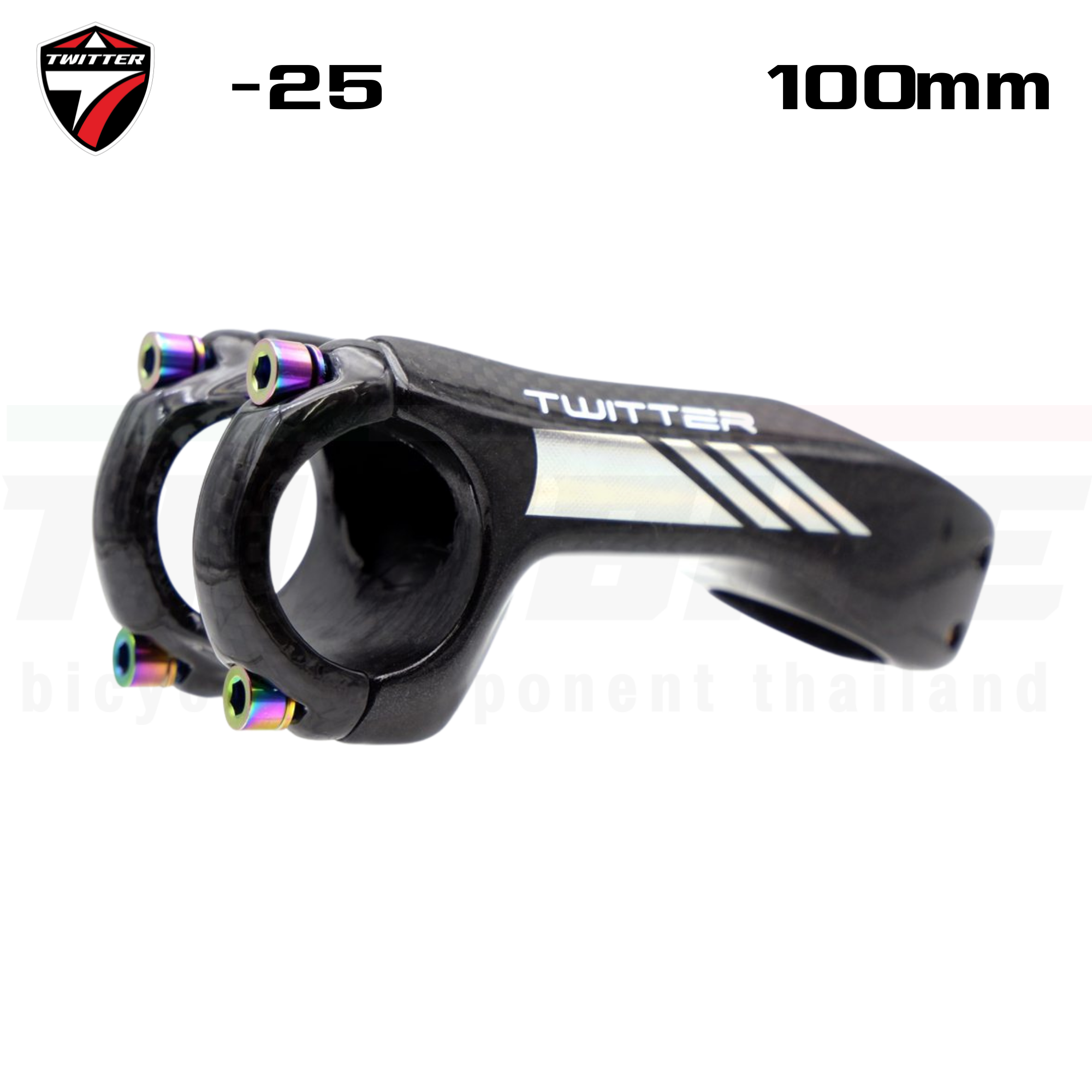 สเต็มจักรยานแบบฟูลคาร์บอน T.WITTER +-25X100มม. น็อตไทเทเนี่ยม