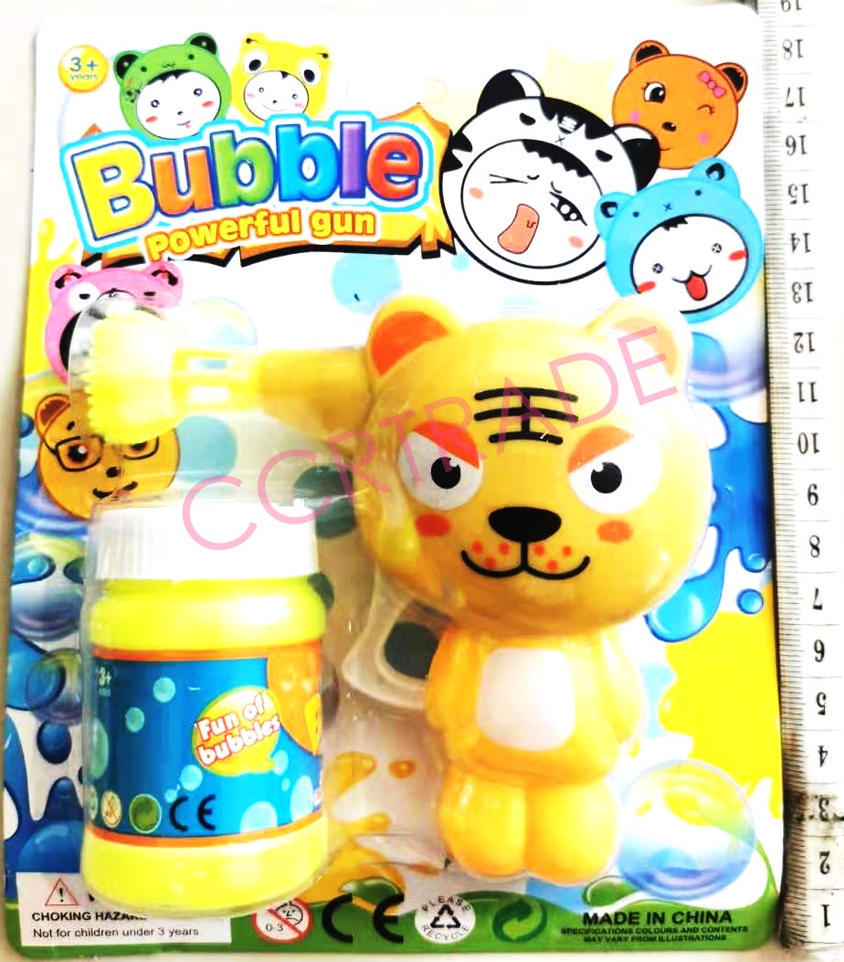 ปืนเป่าฟองการ์ตูนสีสด+น้ำยาแผง 19 ซม.