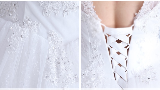 BR193 **พรีออเดอร์**ชุดแต่งงาน&ชุดเจ้าสาวแบบยาวสีขาวเกรดพรีเมี่ยม เปิดไหล่ มีแขน หรูหราน่ารัก สวยโดดเด่นไม่ซ้ำใคร