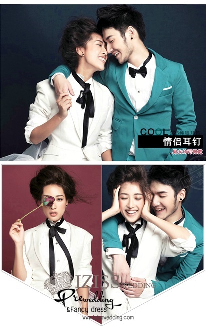 PW013 - **เลิกผลิตค่ะ** ชุดคู่ถ่ายพรีเวดดิ้ง (prewedding dress) & ชุดแต่งงานแฟนซี (Fancy wedding dress)ชายหญิง "ธีมสีขาว-เขียว"