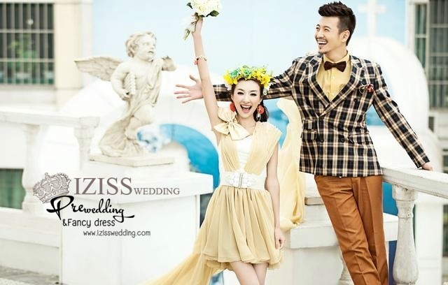 PW176 - Pre order ชุดคู่ถ่ายพรีเวดดิ้ง (prewedding dress) & ชุดแต่งงานแฟนซี (Fancy wedding dress)ชายหญิง "ธีมสีครีม-ลายสก๊อต"