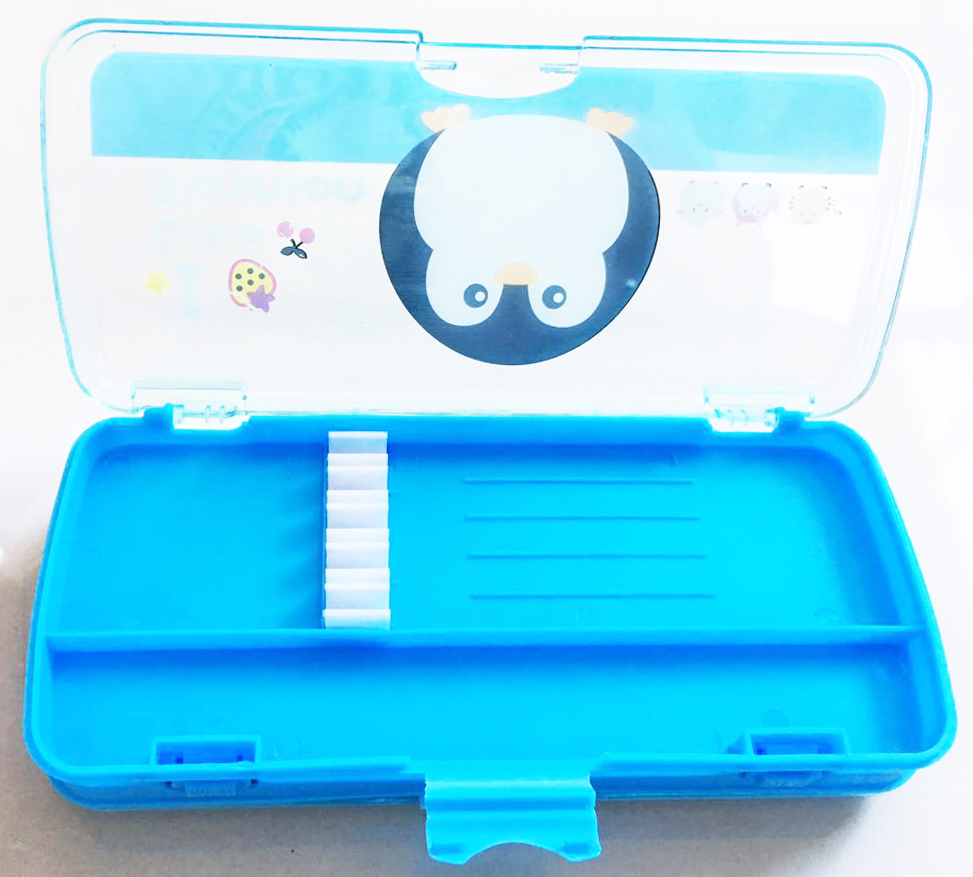 กล่องดินสอพลาสติก 2 ด้าน มีกระดานไวท์บอร์ด+ปากกา (1x3)