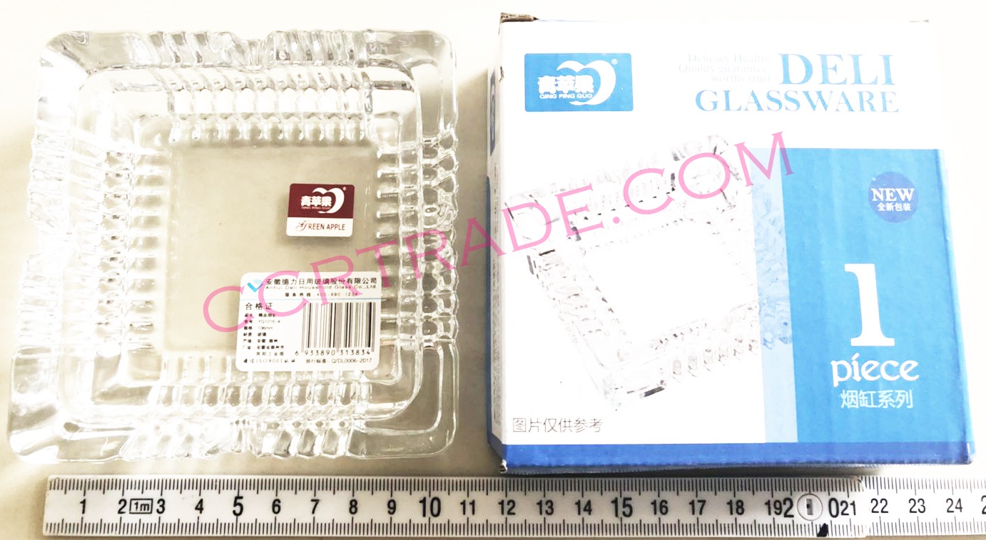 ที่เขี่ยบุหรี่แก้วเหลี่ยมหยัก (หนา) 10.5 ซม.