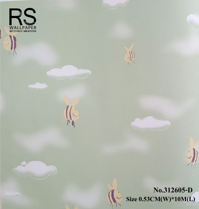 วอลเปเปอร์ ล้างสต๊อกผึ้งน้อย สีเขียว 312605-D