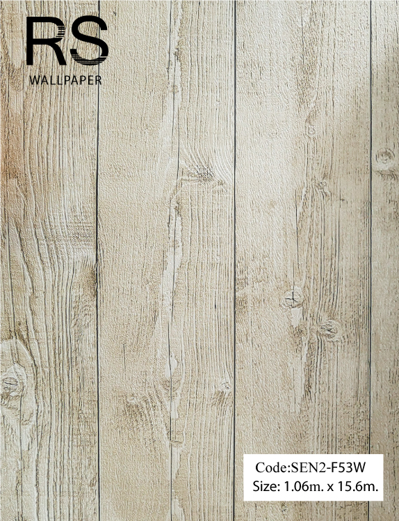 วอลเปเปอร์แผ่นลายไม้เก่าโทนสีครีมเหลืองอ่อน SEN2-F53W