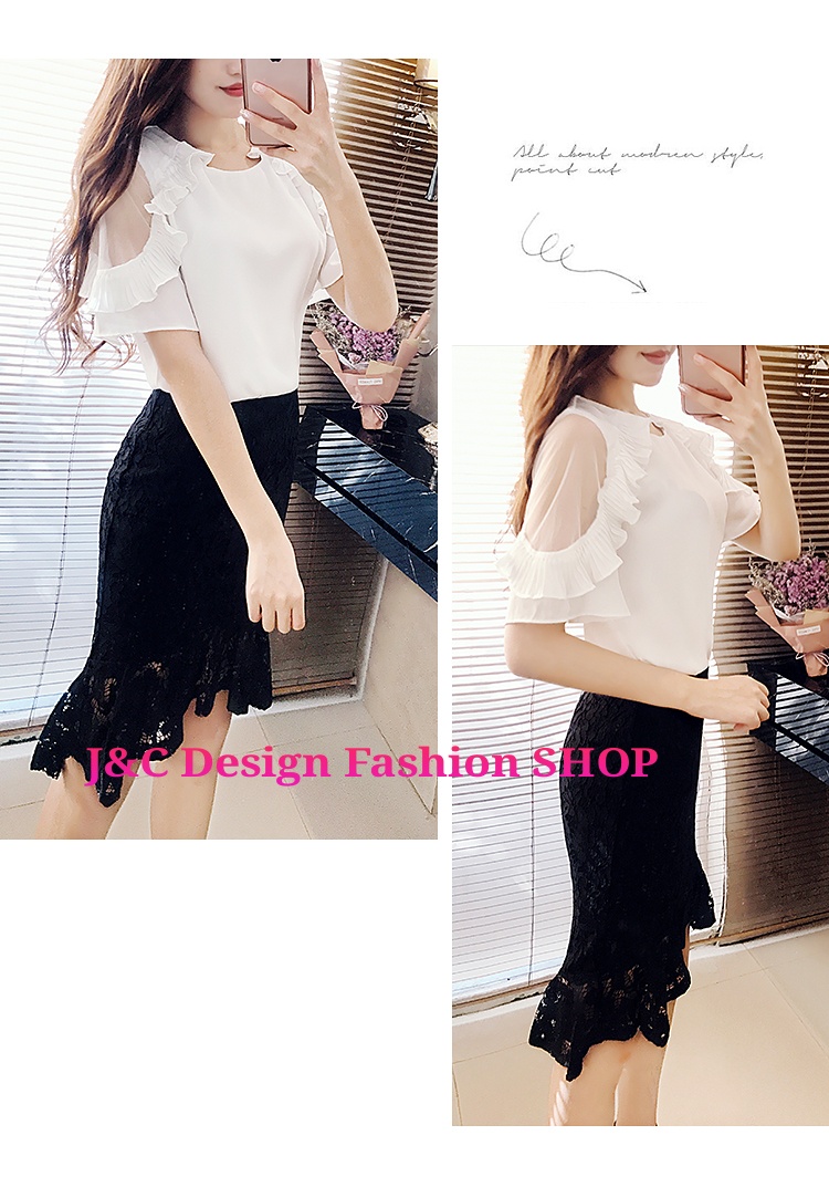 เสื้อทำงานชีฟองสีขาวแต่งป้าอัดพรีทแขนเว้าผ้ามุ้ง เสื้อชีฟองแต่งพรีทสีขาว เสื้อทำงานเกาหลีคอแต่งโบว์ เสื้อสมัครงาน ชุดสมัครงาน เสื้อใส่กับผ้าถุง เสื้อใส่กับผ้าซิ่น