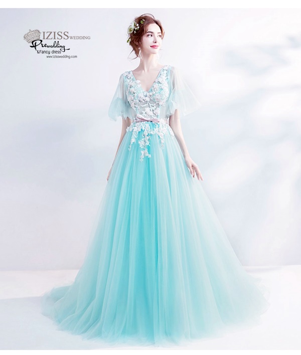 DL018 - **พรีออเดอร์** ชุดราตรี เดรสยาวออกงาน (short dresses) ชุดไปงานแต่งงานสวยๆ "ธีมสีเขียวมินท์"