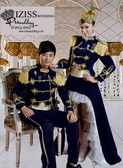 PW389- **พร้อมส่งทั้งเซ็ท**ชุดคู่ถ่ายพรีเวดดิ้ง (prewedding dress) & ชุดแต่งงานแฟนซี (Fancy wedding dress)ชายหญิง "ธีมสีน้ำเงิน"