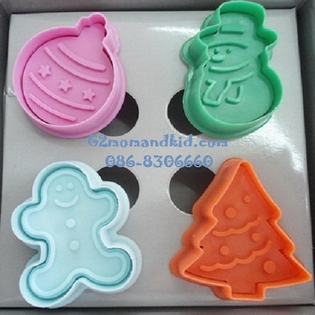 ++พร้อมส่ง++ พิมพ์กดคุ๊กกี้ ขนมปัง พร้อมตัวกดสแตมป์ลายเป็นสปริง ลายคริสต์มาส 1 ชุด มี 4 ลาย