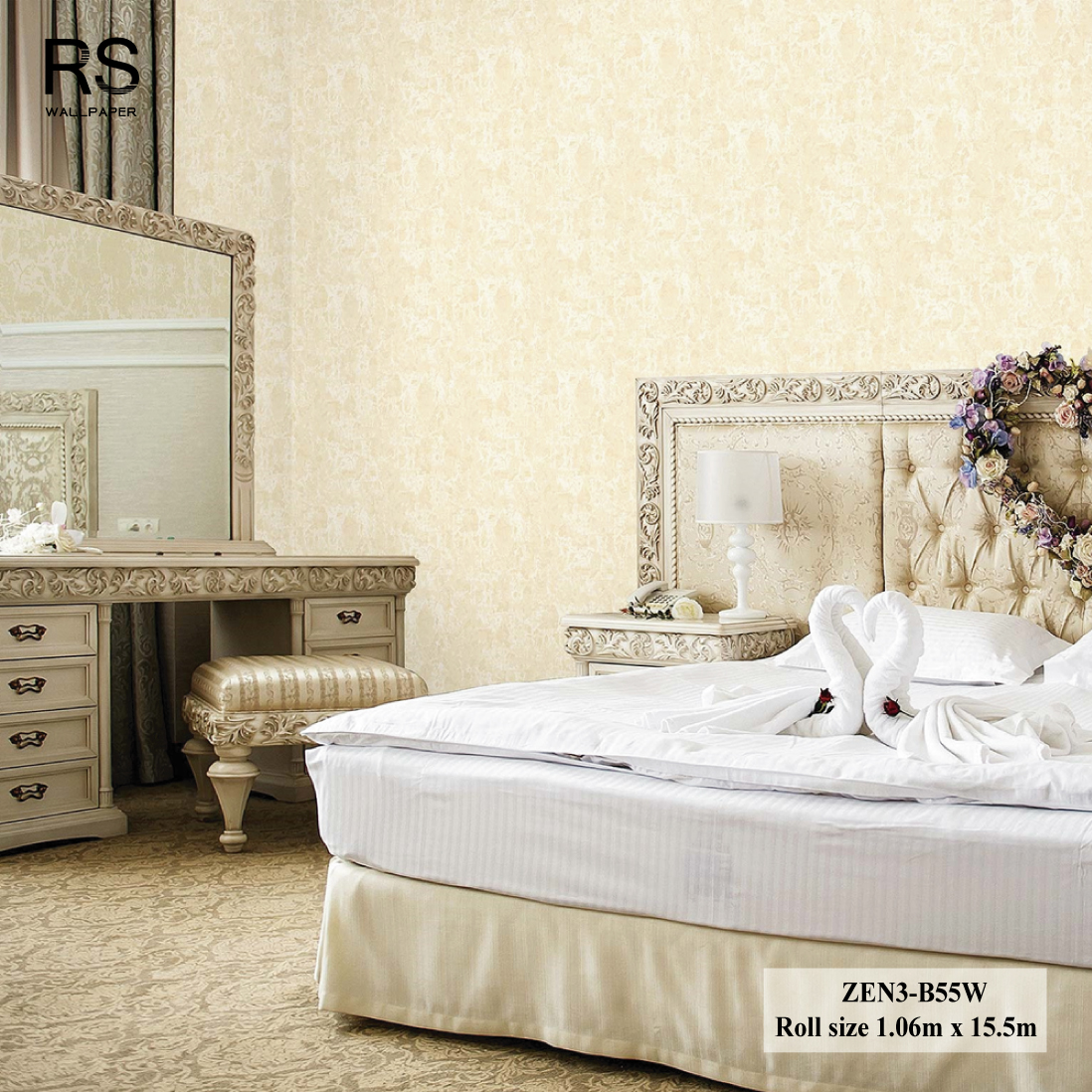 วอลเปเปอร์ สีพื้นครีมทอง ZEN3-B55W