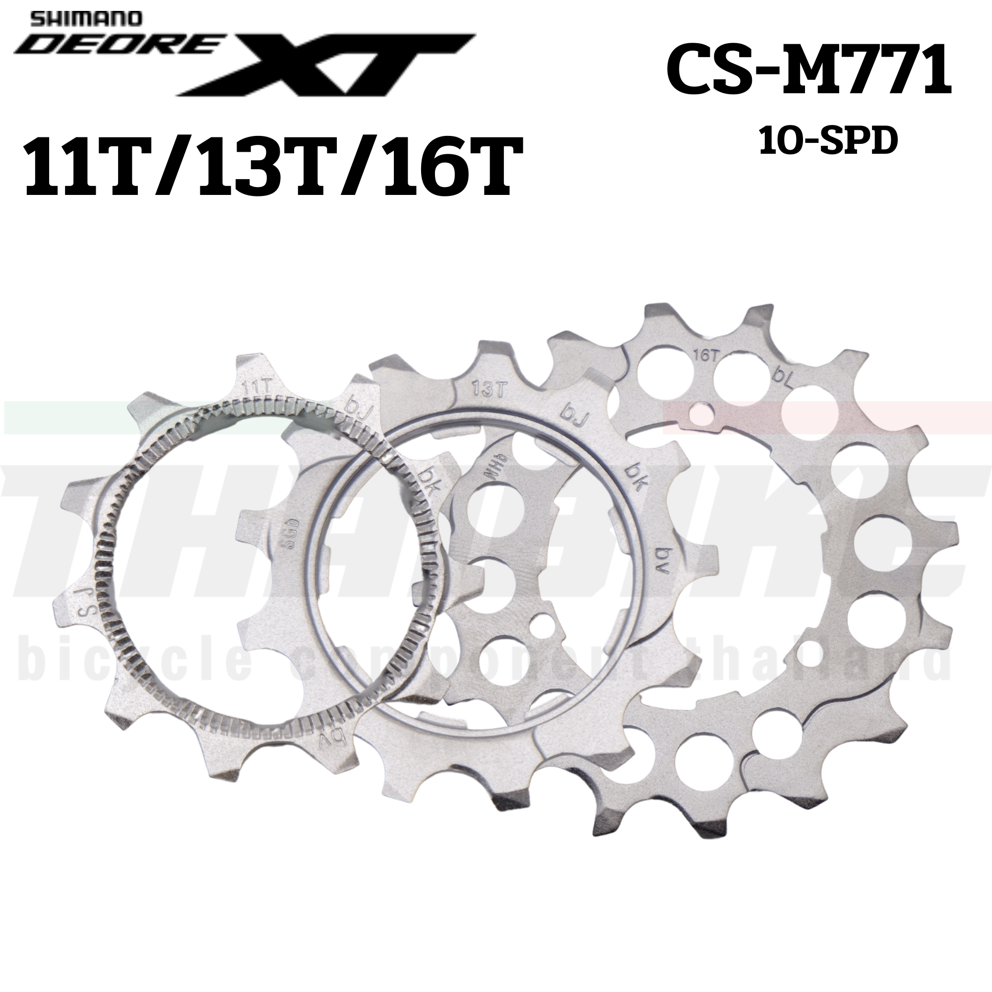 ใบสเตอร์หลังจักรยาน SHIMANO XT, CSM771, 10-SPD, ขนาด 11T/13T/16T/17T ใบเฟือง