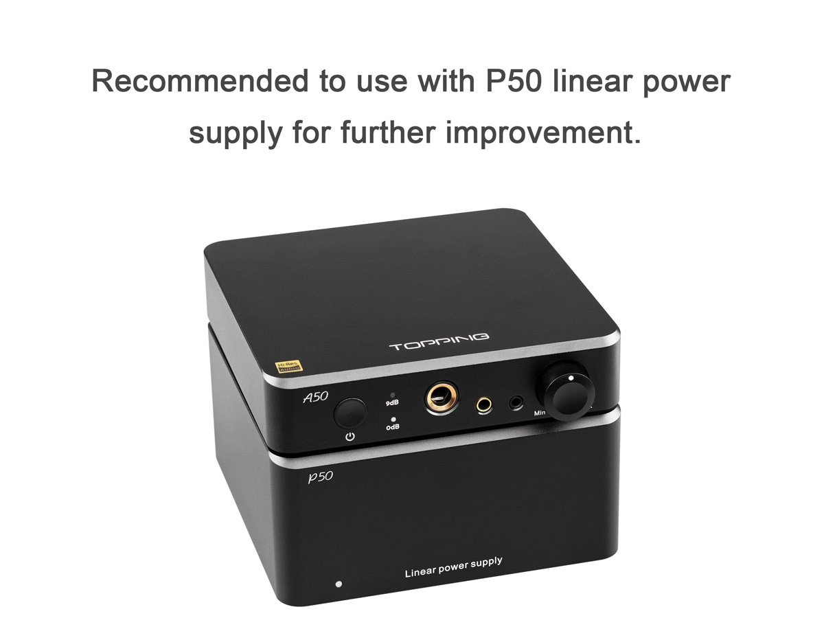ขาย TOPPING A50 แอมป์หูฟังตั้งโต๊ะกำลังขับสูง รองรับย่านความถี่ 20-200kHz เหนือกว่า Hi-Res