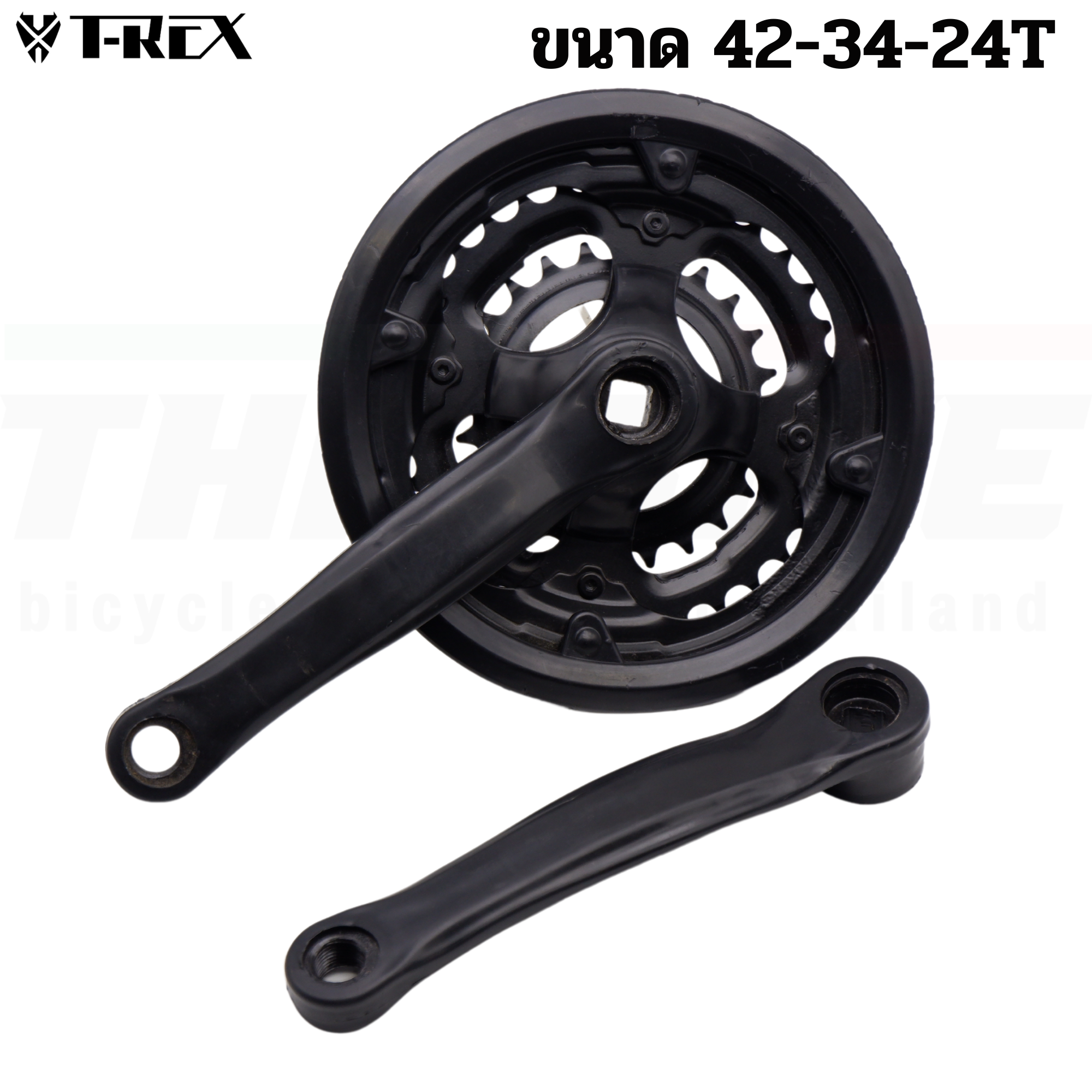 ชุดขาจานจักรยานเสือภูเขากะโหลกเหลี่ยม T-REX ขนาด 42-34-24T ขายาว 170มม.