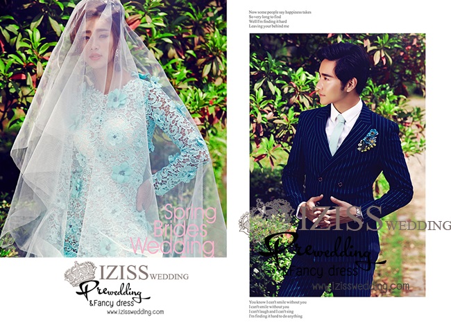 PW067 - **เลิกผลิตค่ะ** ชุดคู่ถ่ายพรีเวดดิ้ง (prewedding dress) & ชุดแต่งงานแฟนซี (Fancy wedding dress)ชายหญิง "ธีมสีเขียวมินท์-น้ำเงิน"