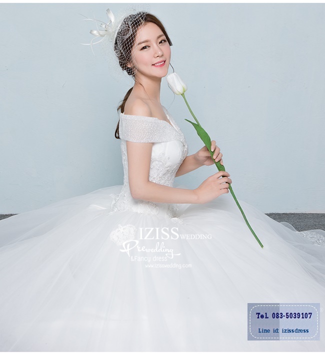 BR221 **พรีออเดอร์ชุดสีขาว/ครีม**ชุดแต่งงาน&ชุดเจ้าสาวแบบยาวสีขาวเกรดพรีเมี่ยม หรูหราน่ารัก สวยโดดเด่นไม่ซ้ำใคร สวยงามดุจเจ้าหญิง