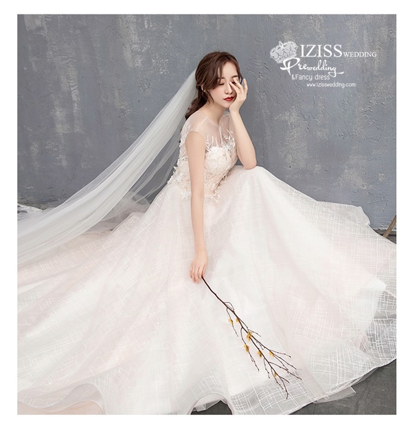 BR368 **พรีออเดอร์**ชุดแต่งงาน&ชุดเจ้าสาวแนวเรียบหรู สีขาวเกรดพรีเมี่ยม น่ารัก สวยโดดเด่นไม่ซ้ำใคร