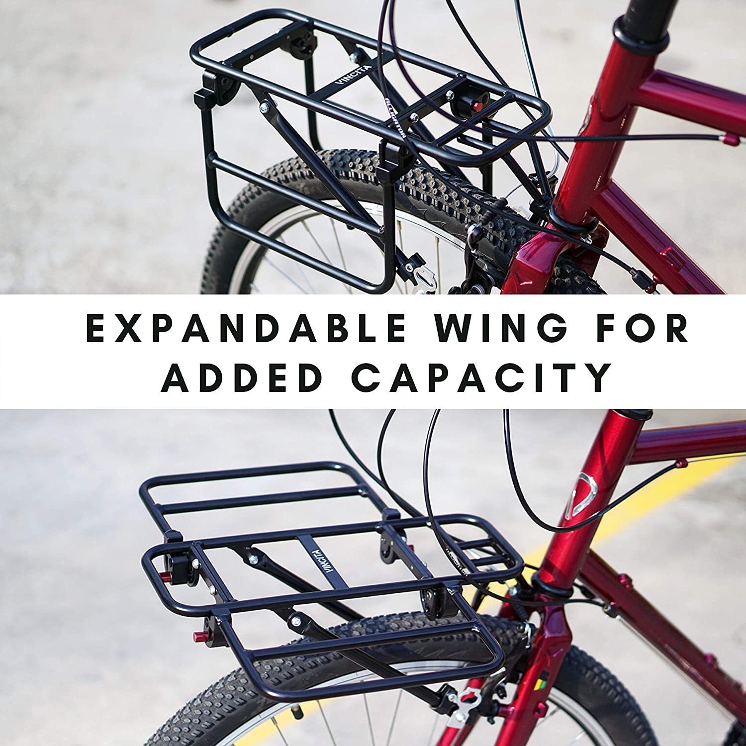 ตะแกรงหน้าจักรยานรุ่นขยายได้สีดำ VINCITA C054-BL