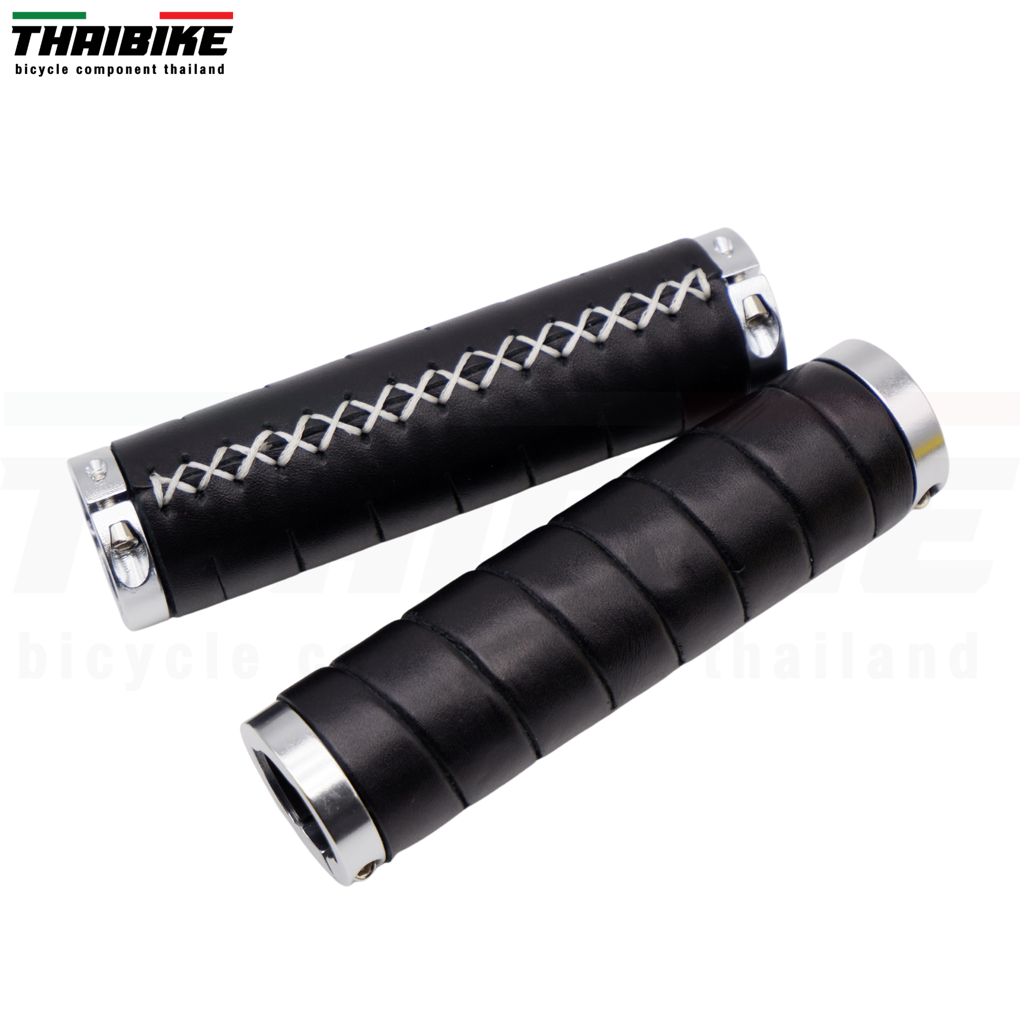 ปลอกแฮนด์จักรยานหนังเทียมเสือภูเขา แบบวินเทจมีตัวล็อค THAIBIKE สีดำ
