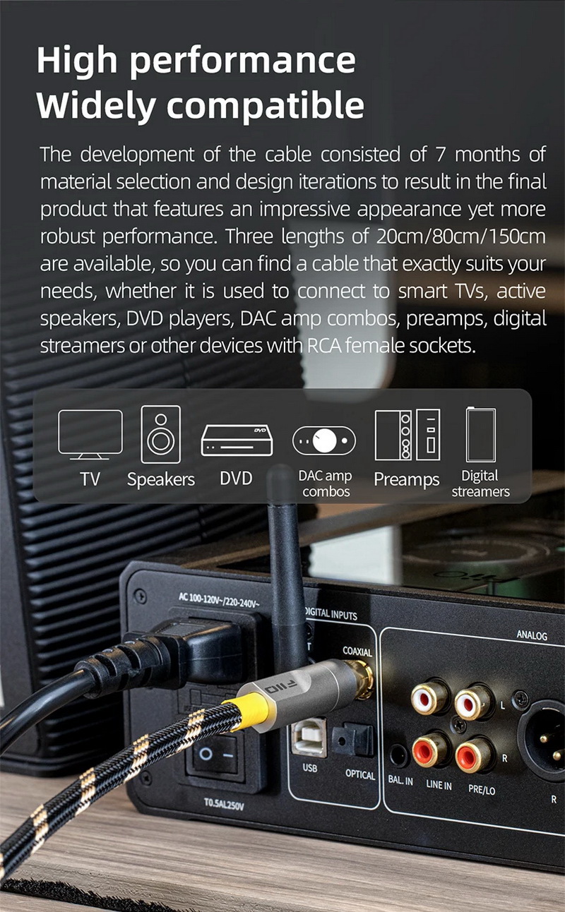 FiiO LR-RCA5 สาย RCA Digital Audio Coaxial สำหรับเครื่องเสียง