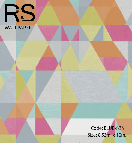 วอลเปเปอร์ลายโมเดิร์นกราฟฟิคโทนสีสดใส BLUE-S38