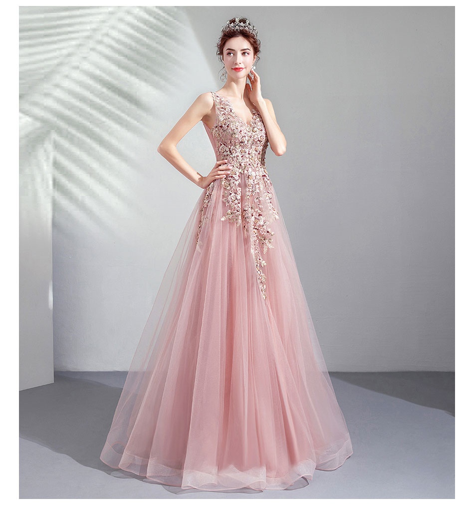 DL083 **พรีออเดอร์** ชุดออกงานสีชมพูทอง ชุดราตรี เดรสยาวออกงาน (Night party dresses) ชุดไปงานแต่งงานสวยๆ "ธีมสี Pink Gold"