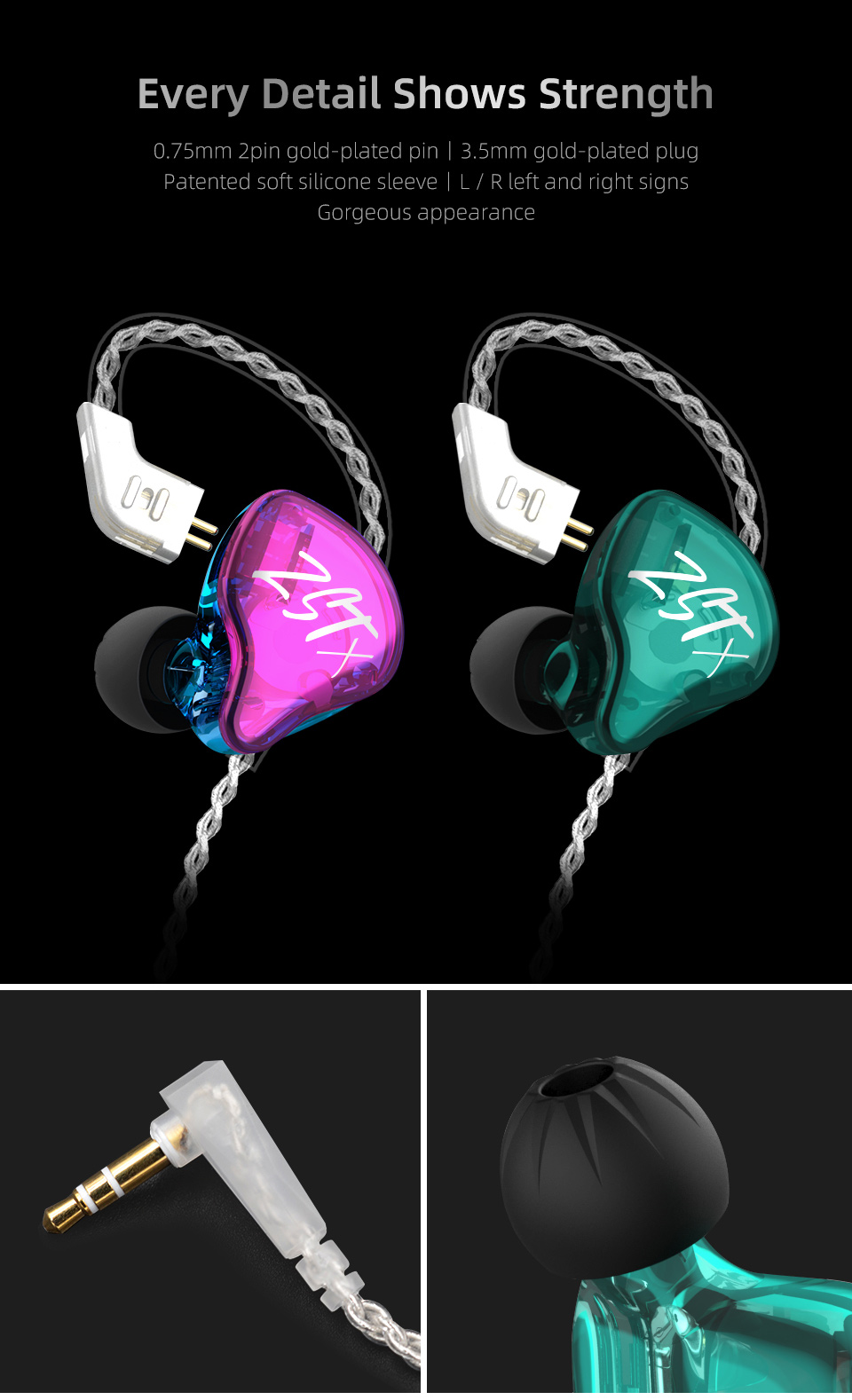 ขาย KZ ZST X หูฟัง 2 ไดร์เวอร์ 1DD+1BA สายชุบเงินถัก100แกน
