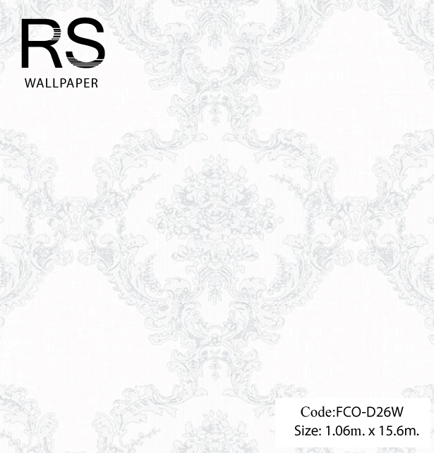 วอลเปเปอร์ลายหลุยส์โทนขาวพื้นสีขาว FCO-D26W