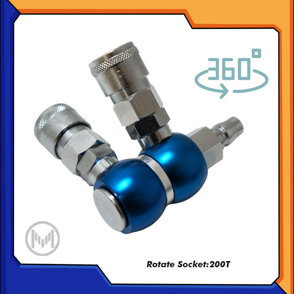 ข้อต่อลม ข้อต่อสวมเร็ว 2ทาง แบบหมุนได้ รุ่น 200T : Blue