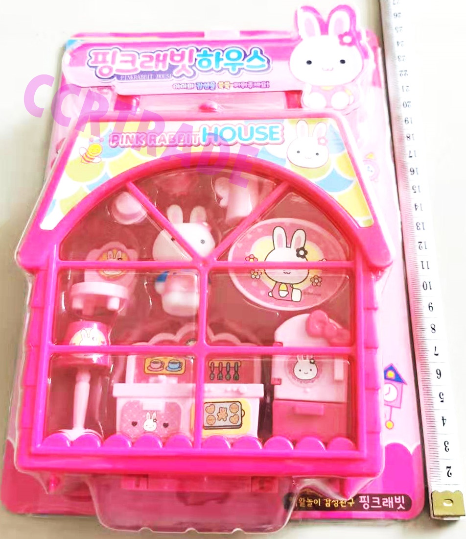 ชุดบ้านพิงค์แรบบิทหูหิ้วแผงครอบ 18.5x25 ซม.(ลิขสิทธิ์แท้)(1x3)