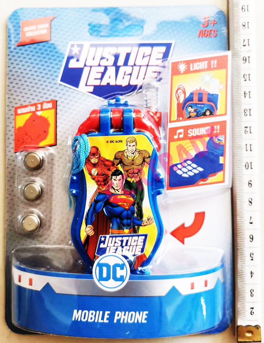 โทรศัพท์ฮีโร่ DC มีเสียง มีไฟแผง 13x19 ซม. (ลิขสิทธิ์แท้)