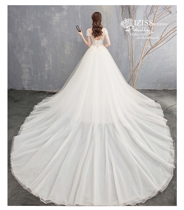 BR369 **พรีออเดอร์**ชุดแต่งงาน&ชุดเจ้าสาวแนวเรียบหรู สีขาวเกรดพรีเมี่ยม น่ารัก สวยโดดเด่นไม่ซ้ำใคร