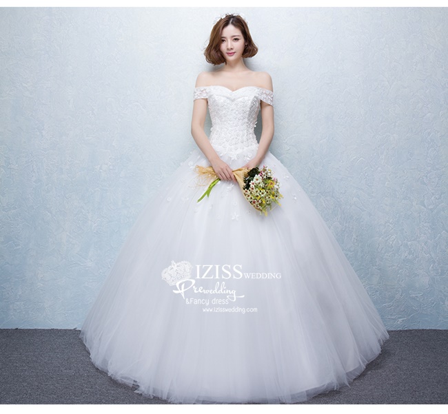 BR151 **พรีออเดอร์**ชุดแต่งงาน&ชุดเจ้าสาวแบบยาวสีขาวเกรดพรีเมี่ยม เปิดไหล่ มีแขน หรูหราน่ารัก สวยโดดเด่นไม่ซ้ำใคร