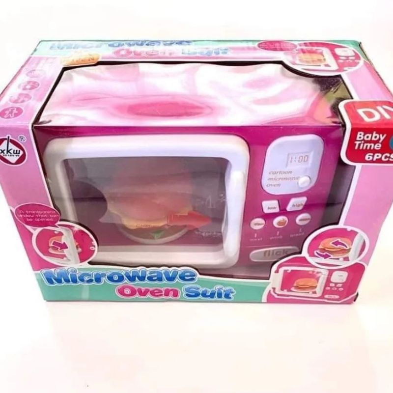 ไมโครเวฟเด็ก หมุนได้ เสมือนจริง‼️มีเสียงมีไฟ‼️แถมแฮมเบอร์เกอร์🎁ส่งไวมากคะ
