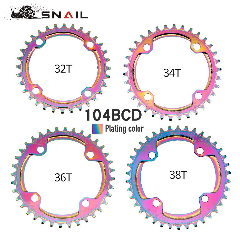 ใบจานจักรยาน สำหรับจานชั้นเดียว SNAIL Chainring 104 BCD 32T 34T 36T 38T