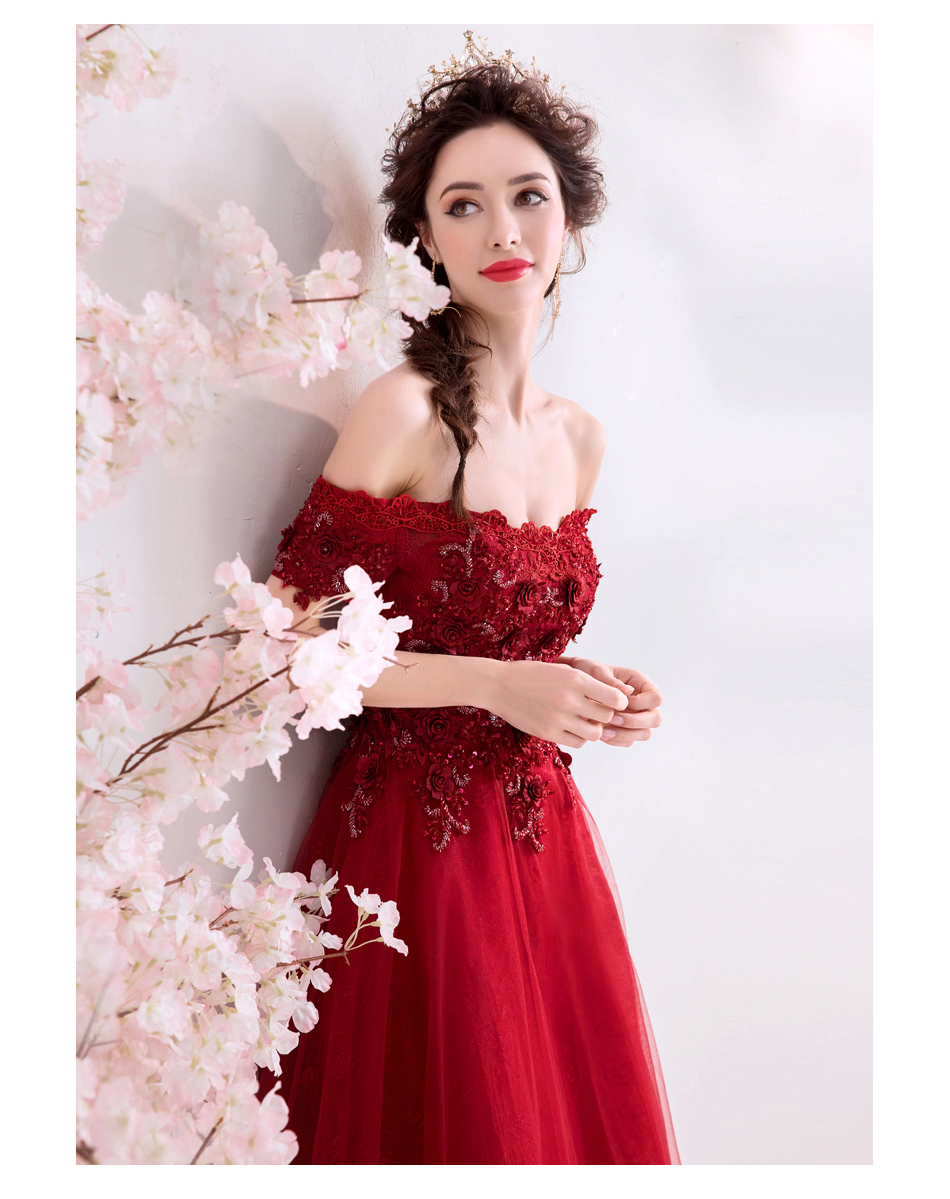 DL106 **พรีออเดอร์** ชุดออกงานสีแดง ชุดราตรี เดรสยาวออกงาน (Night party dresses) ชุดไปงานแต่งงานสวยๆ "ธีมสีแดง"