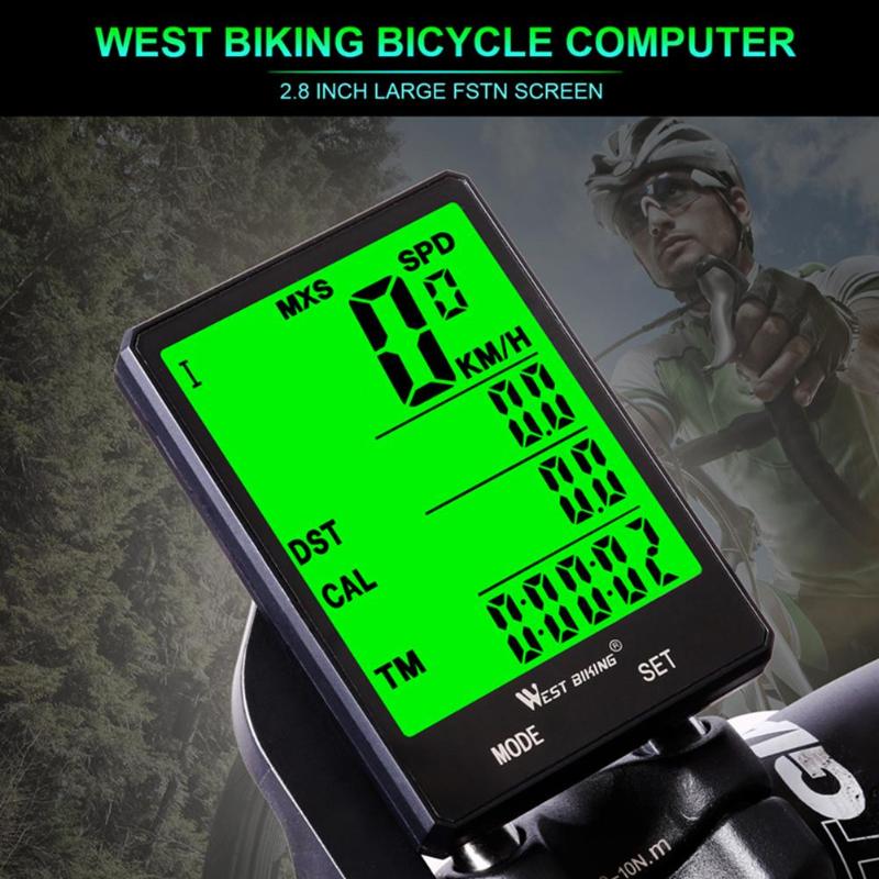 ไมล์วัดความเร็วจักรยานไรสาย WEST BIKING 2.8 ไร้สาย มีไฟ จอใหญ่ แถมฟรีขาไมล์