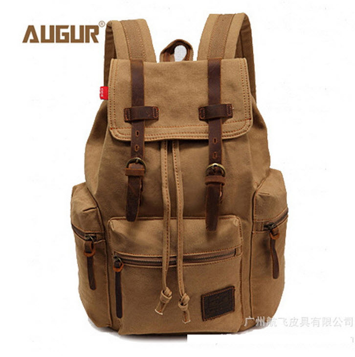 พร้อมส่ง สีกากี กระเป๋าเป้สะพายหลัง ผ้าแคนวาส เป็นกระเป๋าbackpack หรือสะพายไปทำงาน ใส่notebook ได้