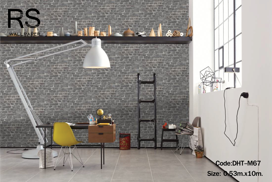 วอลเปเปอร์ ลายอิฐเทา น้ำตาล(Loft Style) DHT-M67