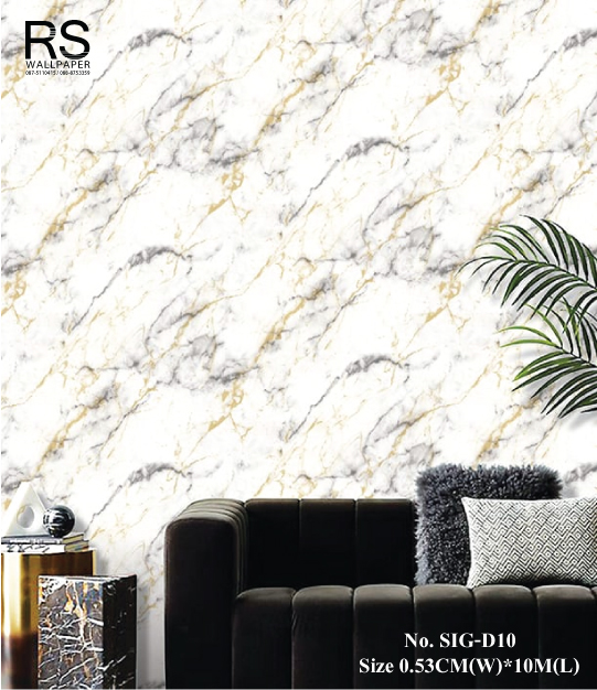 วอลเปเปอร์ ลายหินอ่อนสีเทาทอง No.SIG-D10