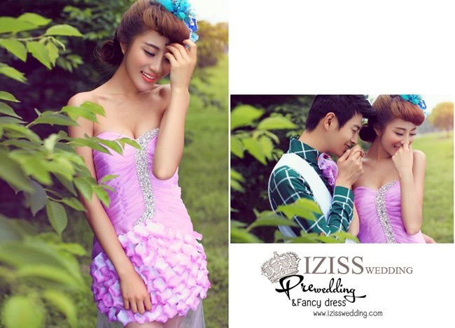 PW179 - Pre order ชุดคู่ถ่ายพรีเวดดิ้ง (prewedding dress) & ชุดแต่งงานแฟนซี (Fancy wedding dress)ชายหญิง "ธีมสีม่วง-ขาว"