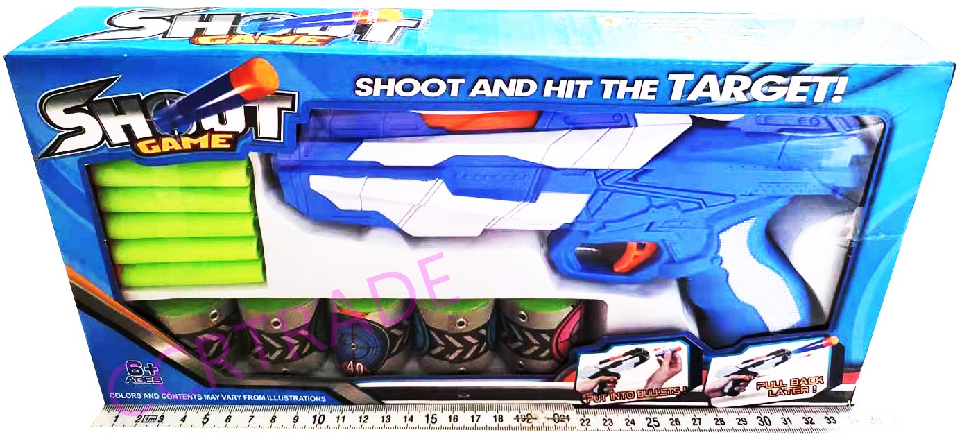 ปืนเนิร์ฟอวกาศ+เป้ากระป๋องกล่องใหญ่ 17.5x34 ซม.(1x3)