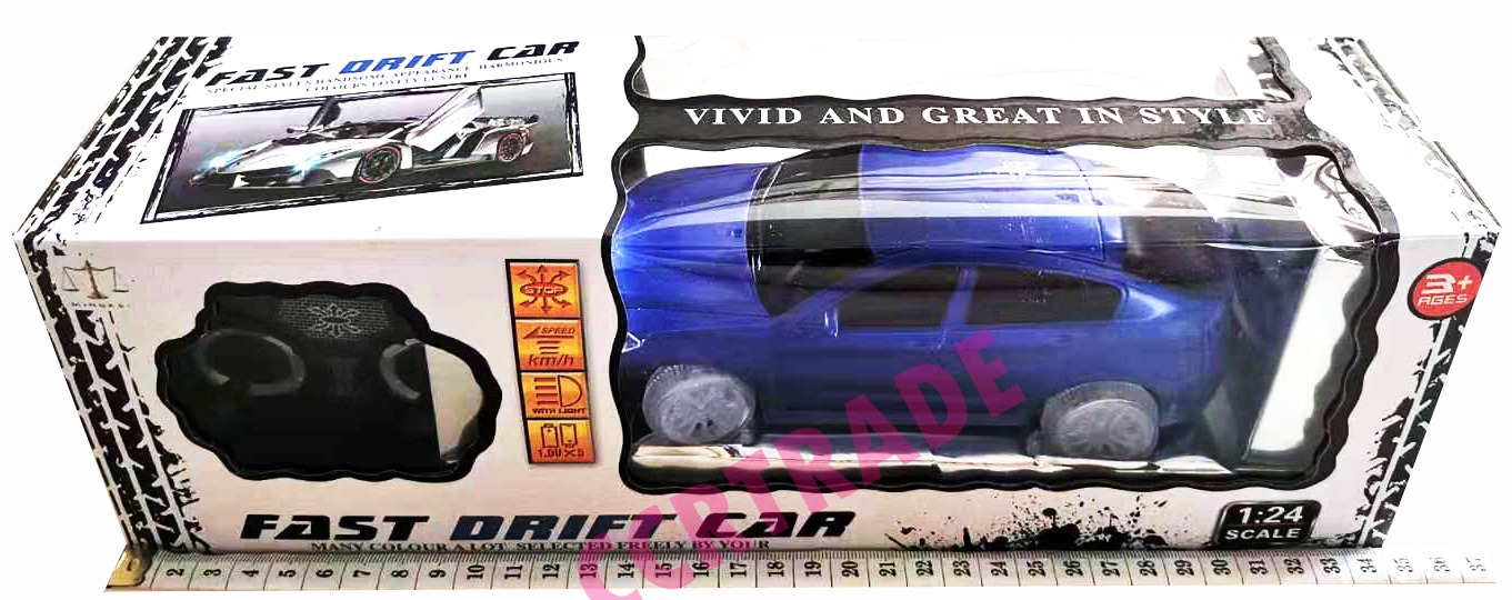 รถแข่งบังคับ RC ล้อไฟ+รีโมทกล่อง 11x34.5 ซม.(1x3)