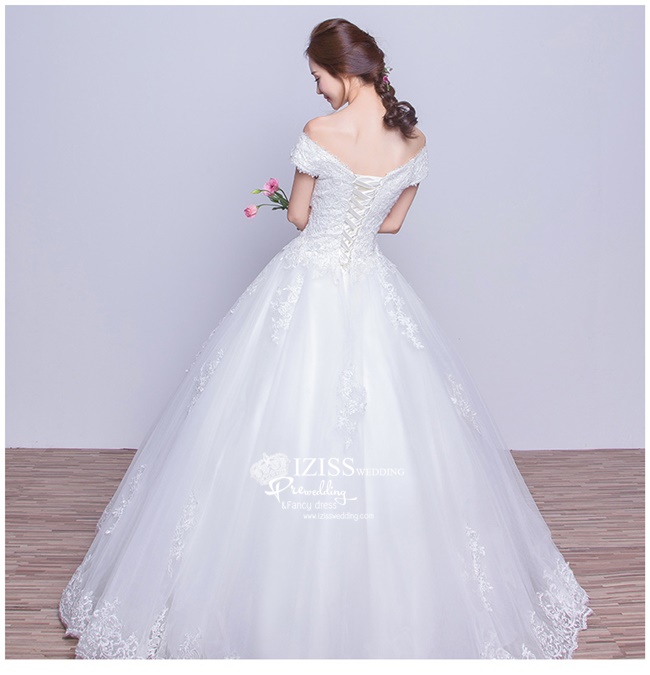 BR224 **พรีออเดอร์**ชุดแต่งงาน&ชุดเจ้าสาวแบบยาวสีขาวเกรดพรีเมี่ยม หรูหราน่ารัก สวยโดดเด่นไม่ซ้ำใคร สวยงามดุจเจ้าหญิง