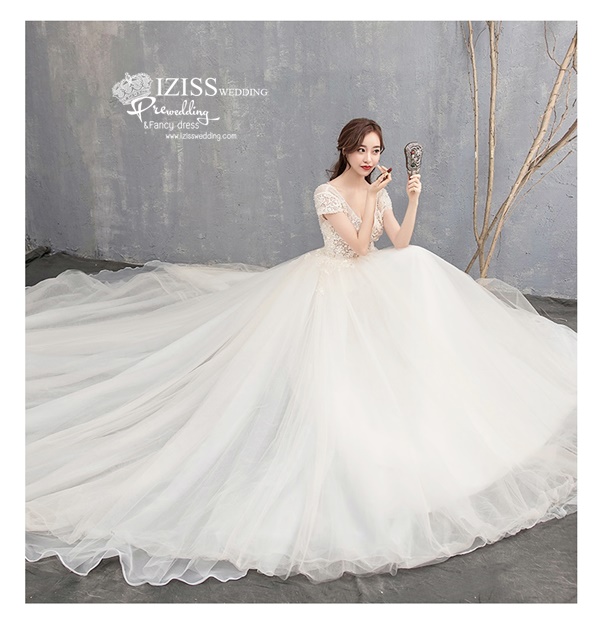 BR369 **พรีออเดอร์**ชุดแต่งงาน&ชุดเจ้าสาวแนวเรียบหรู สีขาวเกรดพรีเมี่ยม น่ารัก สวยโดดเด่นไม่ซ้ำใคร